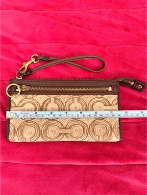 Vintage Brown/Bronze Coach Canvas Wallet Wristlet thumbnail 5