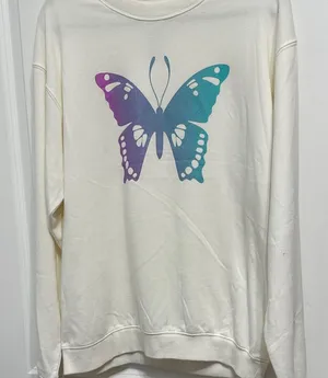 Urban outfitters white sweatshirt w‎ butterfly graphic thumbnail 1
