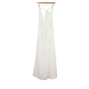 SHEIN White Halter Neck Maxi Dress XL US 12 Draped Waist Tie Back thumbnail 4