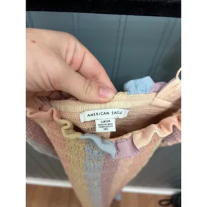 American Eagle Rainbow‎ Pastel Smocked Ruffle Trim Mini Dress - Size S thumbnail 2