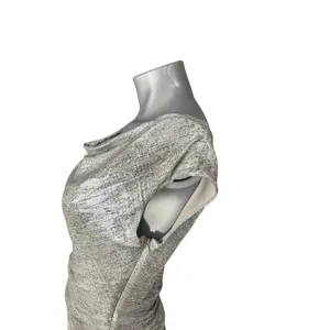 Vince Camuto Women's Silver Metallic Ruched Mini Dress 6 Sheath Cowl Neck thumbnail 12