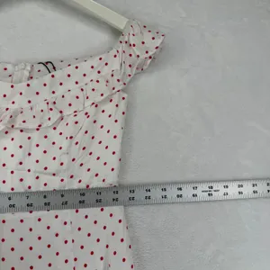 Mohito Women Polka Dot Off Shoulder Ruffle‎ Midi Dress White Red Size 32 NWT thumbnail 5