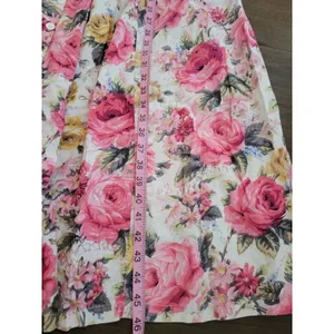 Vintage STARINA Floral Cottage Core Dress SZ M Pink Rose Button Front & Pockets thumbnail 13