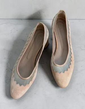 CHLOE Blush Pink Mesh Suede Ballet Flats Size 37.5 / 7.5 thumbnail 1