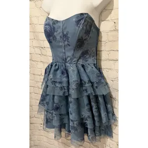 SENI & CADE Women's Fit & Flare blue Floral Corset Dress Size Medium thumbnail 4