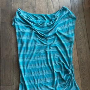 Striped Blue and Gray Cowl Neck Top thumbnail 3