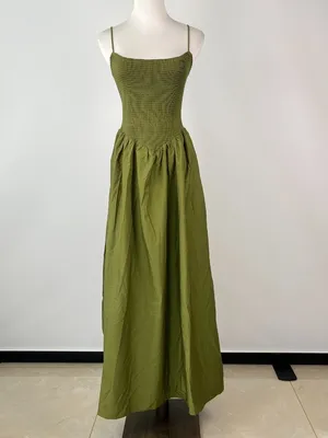 NWT Farm Rio Cotton Green Sleeveless Midi Dress Size XL thumbnail 5