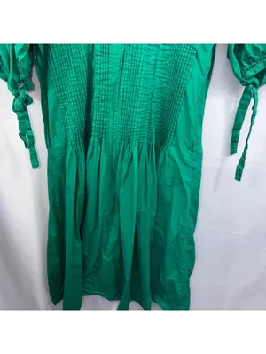 Maeve Anthropologie Green Pintuck Midi Dress XL thumbnail 8