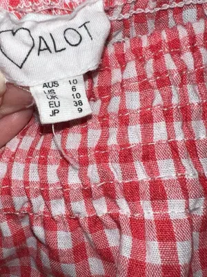 Red gingham mini dress. White thumbnail 8