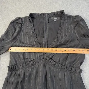Lulus Forever In My Heart Black Striped Balloon Sleeve Mini Dress Women's Medium thumbnail 5