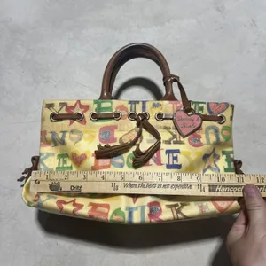 Vintage Dooney & Bourke Coated Graffiti Tote Purse Y2K Handbag Leather Straps thumbnail 2
