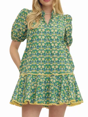 Entro Women's Garden Mini DressDress in Green Size S thumbnail 1