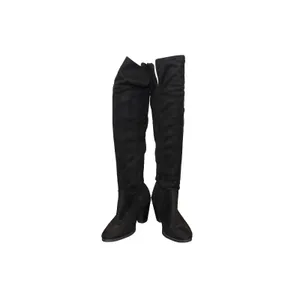 Qupid Over The Knee Boots Womens Black Faux Suede Pointed Toe Block Heel Tall thumbnail 3