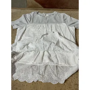 Bohme Women Grey White Eyelet Lace Peplum Top Pom Pom Trim PS17220-BM Small‎ thumbnail 7