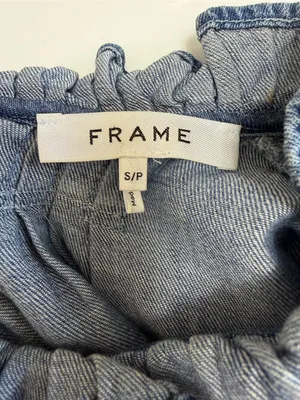 Frame Denim Joanie Top Sleeveless Ruffle Blue Size S thumbnail 9