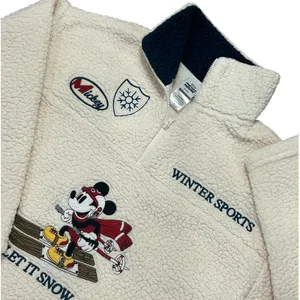 Disney Mickey Mouse Winter Sports Sherpa Fleece Quarter Zip Pullover WinterWhite thumbnail 1