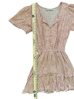 Abercrombie & Fitch Easy Waist Tiered Mini Dress Womens Size XS Pink Cottagecore thumbnail 6