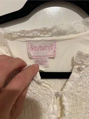 Vintage Saybury Women's Sm White Cotton Embroidered Lace Nightgown Maxi Peasant thumbnail 3