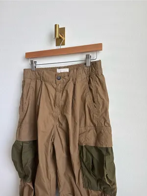 Anthropologie Cargo Parachute Pants Brown Green Baggy Utility Size 28 thumbnail 4