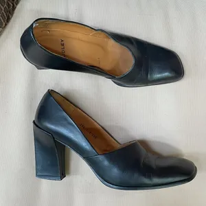 Audrey Square Toe Leather‎ Heels Black 9.5 39.5 thumbnail 1