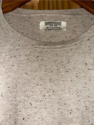 All Saints Cream Speckled Draped Hem Crew Neck Sweater thumbnail 3