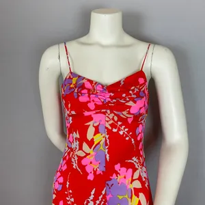 Vintage Saks Fifth Avenue‎ Dress Nightgown Floral Vibrant Gathered Bodice Slinky thumbnail 5
