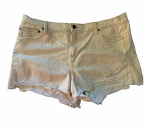 Aerie Distressed White Denim Shorts thumbnail 1