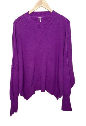 Free People Purple Easy Street Tunic Ribbed Chunky Knit Sweater Small thumbnail 1