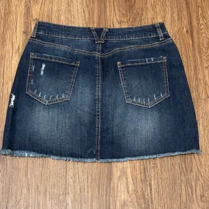Wax Jean Denim Distressed Mini Skirt Size Large thumbnail 10