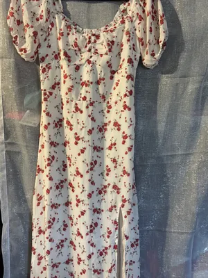 Hollister White Midi Dress with Pink Floral Print thumbnail 6