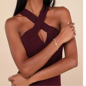 NEW Lulus Keep You Enchanted Dark Purple Cutout Halter Mermaid Maxi Dress thumbnail 3