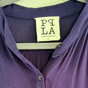 PPLA Purple Crepe Oversized Button Down‎ Blouse Short Sleeve Large Flowy Boho thumbnail 3