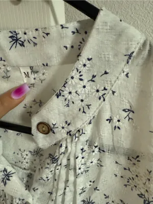 white floral button up long shirt/dress #floral #cottagecore #shirts thumbnail 3