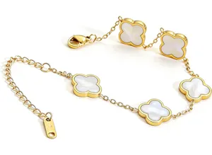 Gold-Plated Four Leaf Clover Bracelet Adjustable lucky Bracelet Jewelry thumbnail 1