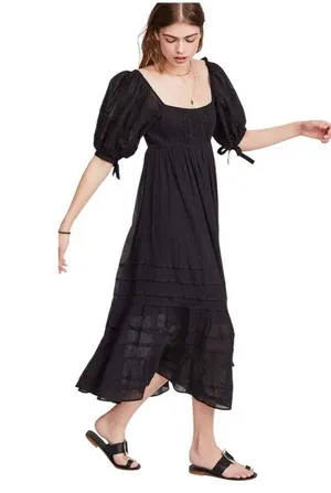 Free People Lets Be Friends Midi Black Dress Size Medium thumbnail 5