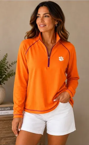 Clemson Tigers Castles Sport Fleece Raglan Omni-Shade Quarter-Zip Jacket Size XL thumbnail 1