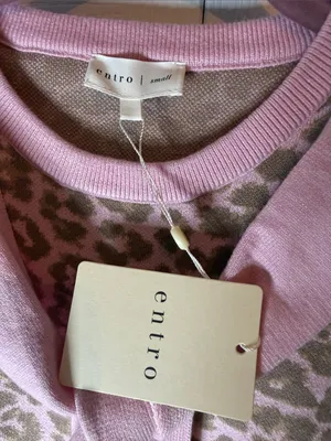entro Pink and Brown Leopard Knit with Attached Tie Boutique Sweater Vest thumbnail 2