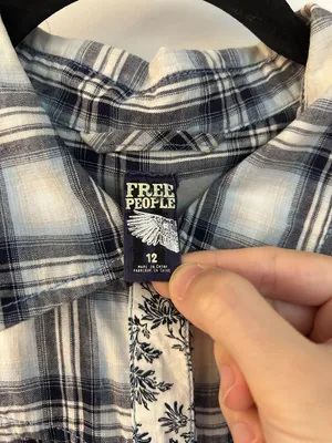 Free People Plaid Western Floral Accent Button Up Tunic Top Boho Preppy Size 12 thumbnail 9