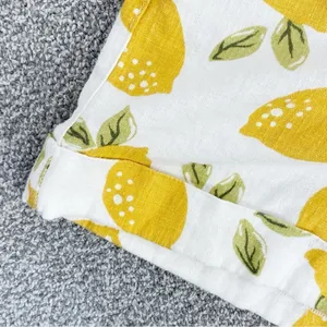 Loft Tie Waist Linen Blend Lemons Print Chino Shorts Ivory Yellow 6 Cuffed‎ thumbnail 4