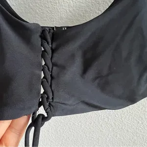 Aerie Black Padded Bikini Top Scoop Style Swim Separate Large thumbnail 3