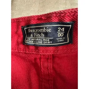 Abercrombie & Fitch Women's Red Denim A-Line Mini Skirt Size 24 thumbnail 4