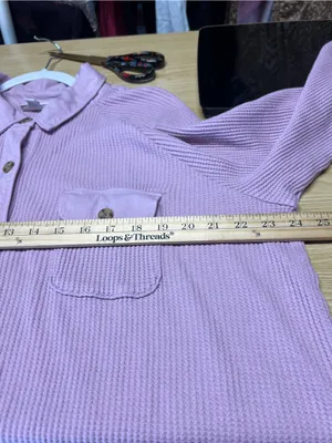 J.Jill Waffle‎ Knit Button Down Shirt Pink Cotton Shacket XL thumbnail 12