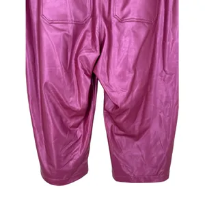 Anthropologie Maeve Colette Faux Leather Wide Leg Cropped Pants Pink Size 20W thumbnail 11