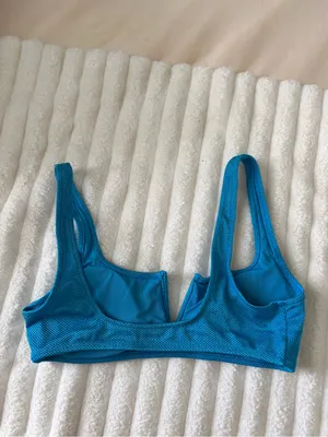 aerie Teal Blue V-Notch Swim Bikini Top thumbnail 4
