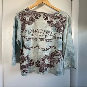 Vintage Y2K Western Cowgirl Pattern Top. Medium. thumbnail 4