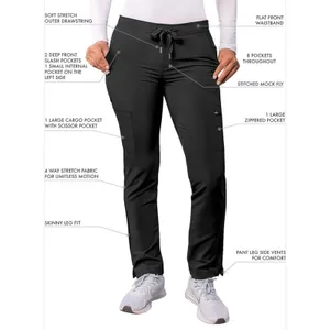 Adar Women’s Scrub Pants Medical Uniform Athletic Jogger Navy Zip Sz M thumbnail 12