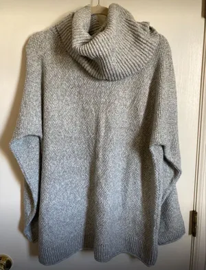 *Maurices Gray Marbled Knit Waffle Knit Cowl Neck Long Sleeve Sweater #QB thumbnail 1