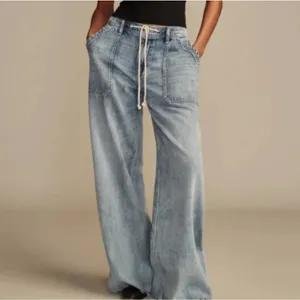 Lucky Brand Womens Blue Denim Drawstring Elastic Waist Utility‎ Jeans L 147987 thumbnail 14