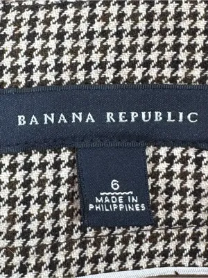 Banana Republic Houndstooth Wool Blend Pencil Skirt Brown Cream 6 Preppy Office thumbnail 9