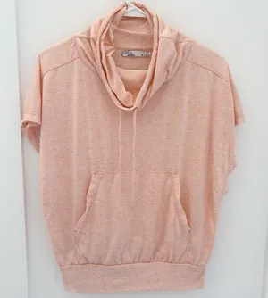 Prana Peach Heather Cowl Neck Hoodie Pullover Athleisure Yoga Top size S thumbnail 1